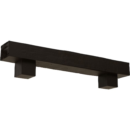 Ekena Millwork Kit w/ Alamo Corbels, NaturaL Ash, 8"H x 8"D x 72"W Rough Cedar Faux Wood Fireplace ManteL MANURC08X08X72AONS